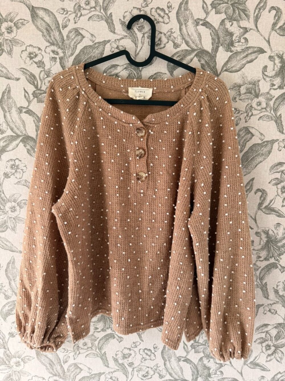 Flower & Feather Knit Sweater | Size Medium